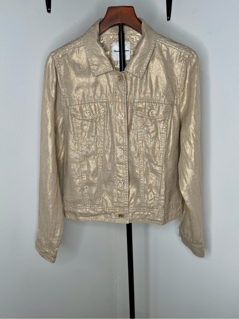 Tommy Bahama Metallic Gold Jean Jacket Size Medium